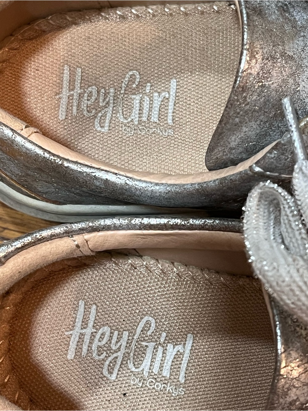 Hey Girl Silver Sneakers Metallic Corkys Low-Tops Studded - Picture 5 of 9